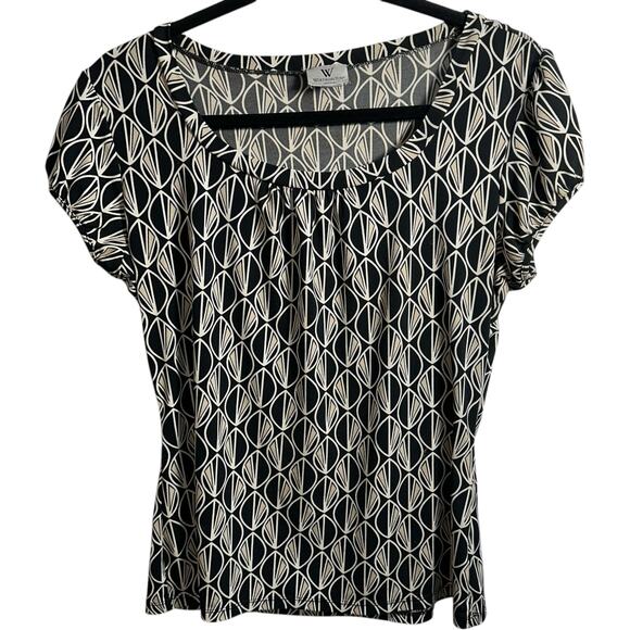 Worthington Stretch Cap Sleeve Tunic Top SZ L Classic Office Career Church Work - Picture 1 of 11